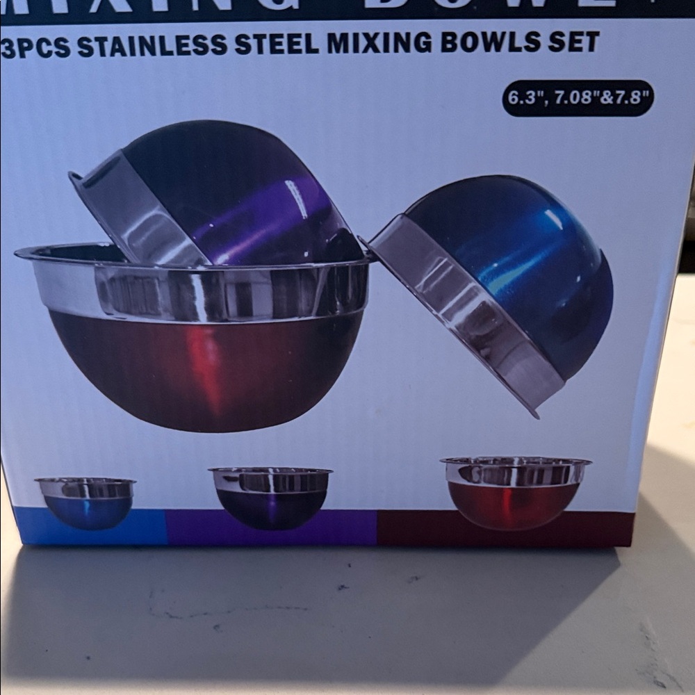 Stainless Steel Mixing Bowls Set - 3pcs - Picture 2 of 5